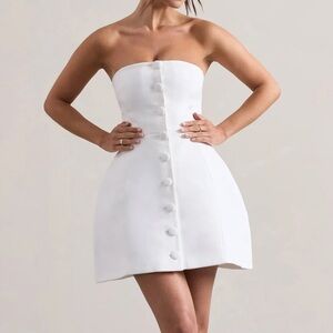 Club L London Anniston white bandeau Buttoned dress